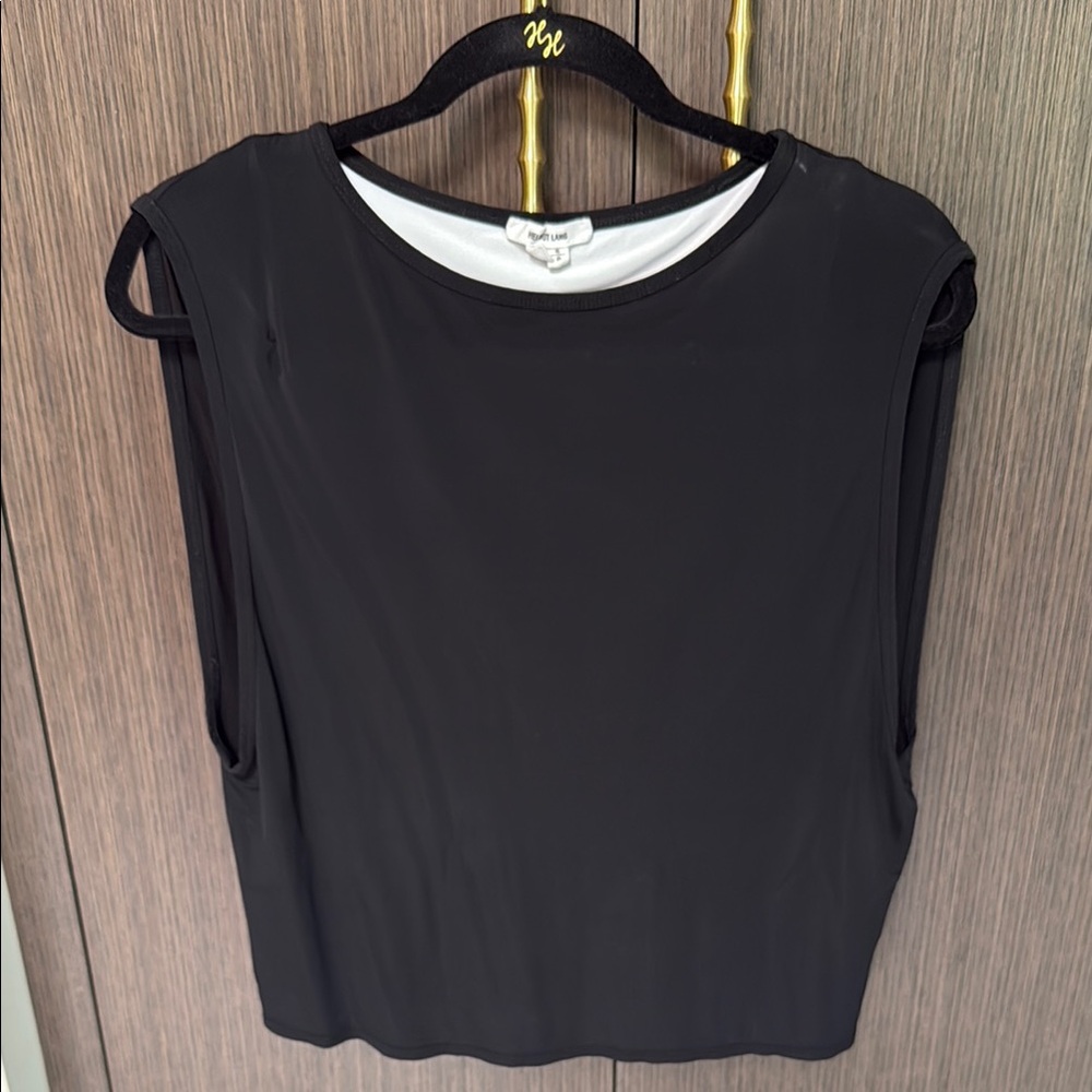 Helmut Lang Black Sleeveless Muscle Tee with White Build-IN shirt
